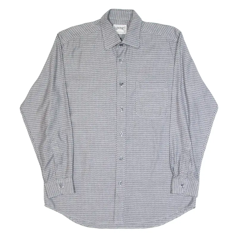 Newport Club Mens Shirt Grey Geometric Long Sleeve M 1