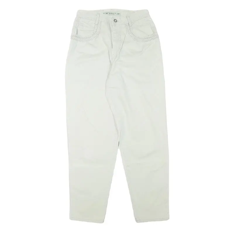 Newport Womens Cotton Blend White Relaxed Trousers W28 L30 Casual Zip Closure 1