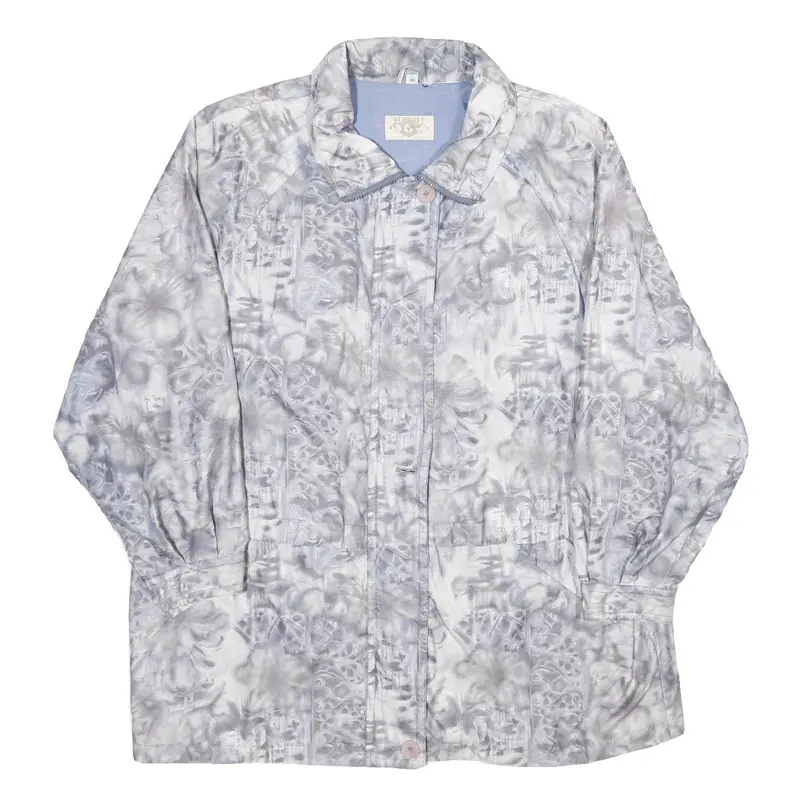 Newport Womens Grey & White Printed Zip Jacket Uk 18 Polyester Blend Floral 1