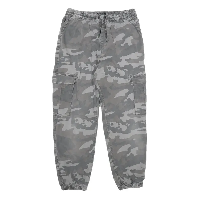 Next Womens Cotton Blend Grey Camouflage Regular Fit Cargo Trousers W26 L26 1