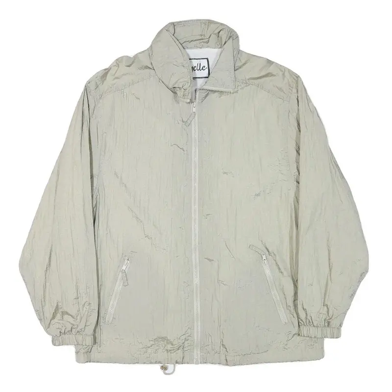 Neyelle Womens Beige Jacket Xl Polyester Blend Plain Zip Lightweight Casual 1