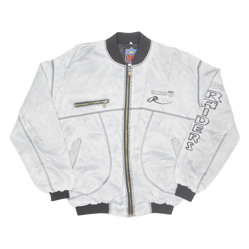 Nfl Los Angeles Raiders Mens Bomber Jacket Grey Usa Xl 1