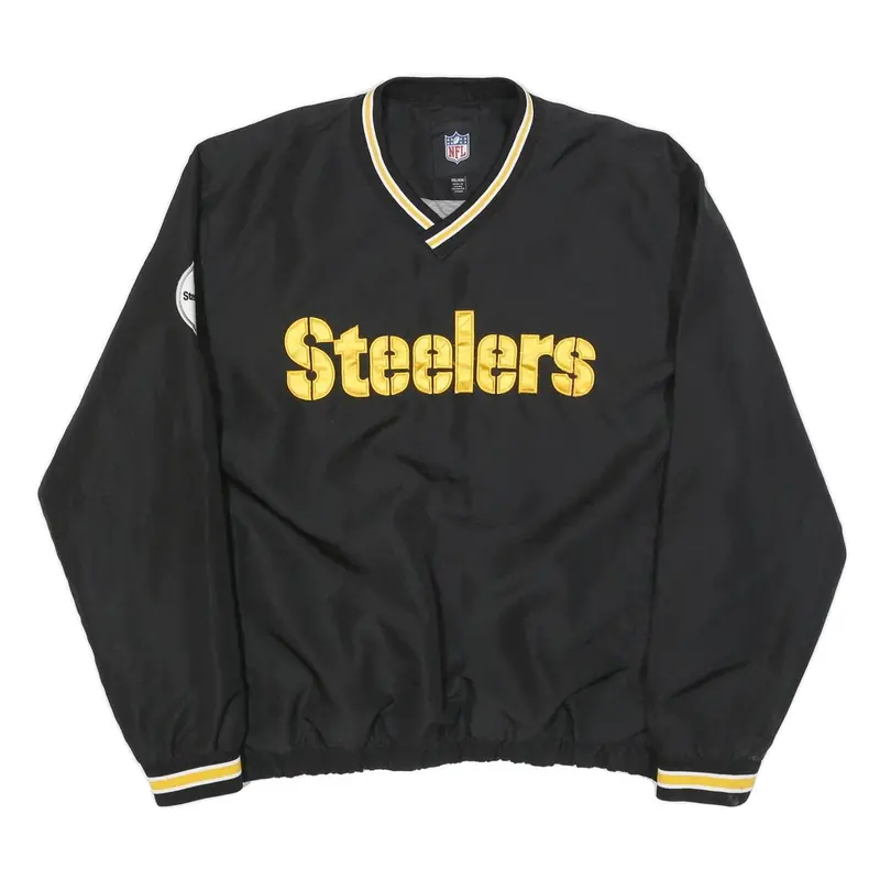 Nfl Mens Black & Gold Steelers V-Neck 2Xl Sweatshirt Polyester Sportswear 1