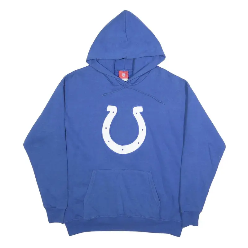 Nfl Mens Blue Hoodie M Cotton Blend Pullover Hooded Sweatshirt Sportswear 1