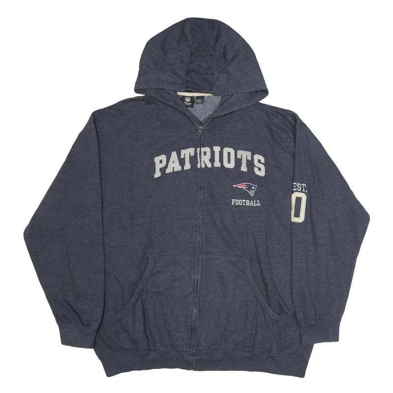 Nfl Mens Blue Patriots Full Zip Hoodie 3Xl Football Zip Up Hooded Sweatshirt 1