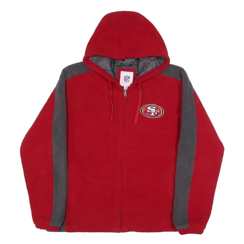 Nfl Mens Red & Grey Zip Hooded Polyester Jacket Xl Fleece San Francisco 49Ers 1