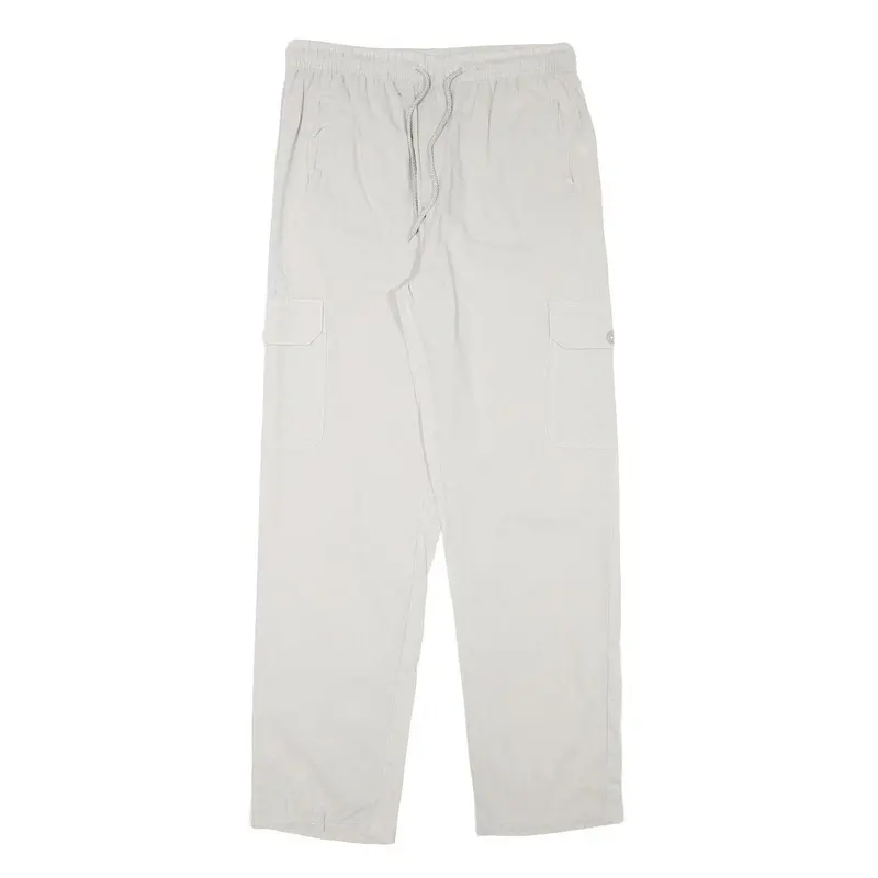 Nh Mens Cotton Blend White Regular Fit Cargo Trousers W30 L30 Drawstring Waist 1