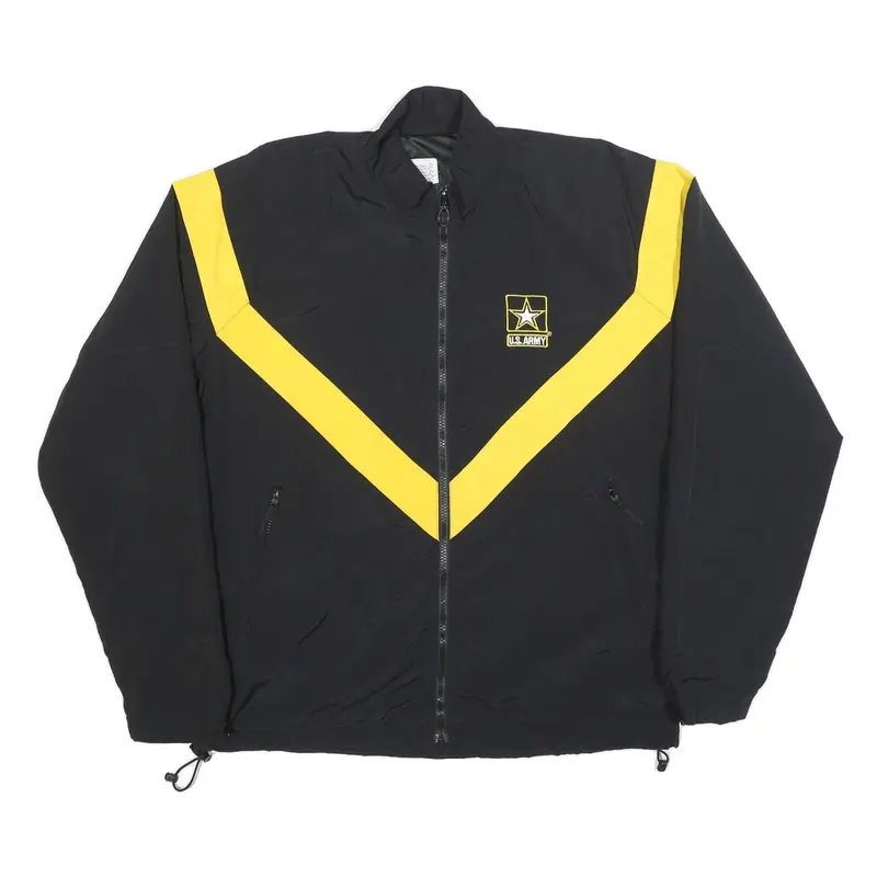 Nib/Mds Mens Black & Yellow U.S. Army Track Jacket M Nylon Plain Zip Pockets 1