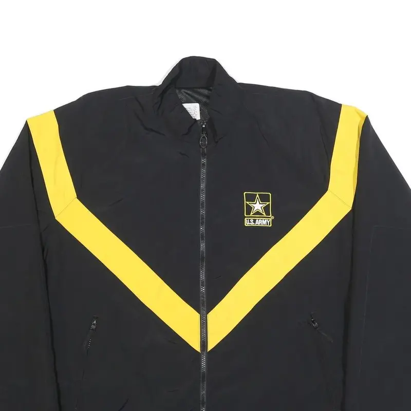 Nib/Mds Mens Black & Yellow U.S. Army Track Jacket M Nylon Plain Zip Pockets 2