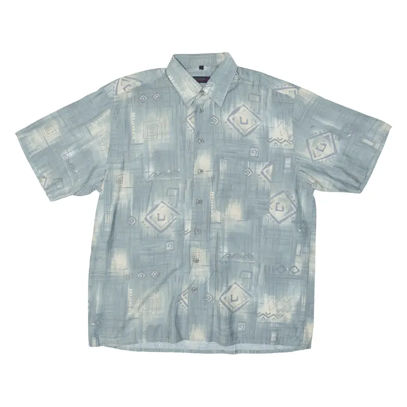 Nick Taylor Sportswear Mens Shirt Blue Viscose Crazy Pattern L 1