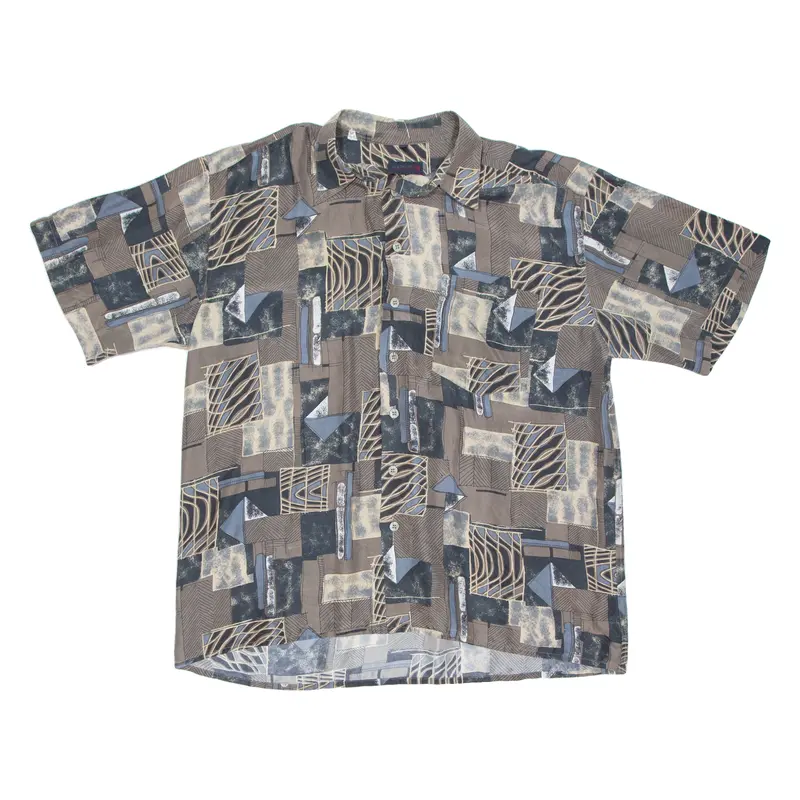 Nick Taylor Sportswear Mens Shirt Brown Viscose Crazy Pattern Xl 1