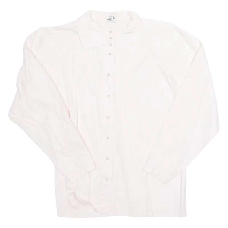 Nicole Womens Printed Shirt Pink Roll Neck Long Sleeve Striped M 1