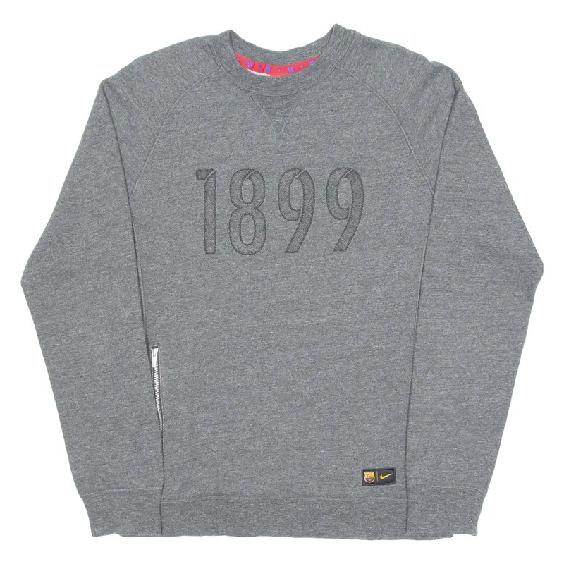 Nike Barcelona Fc Mens Sweatshirt Grey Crew Neck S 1