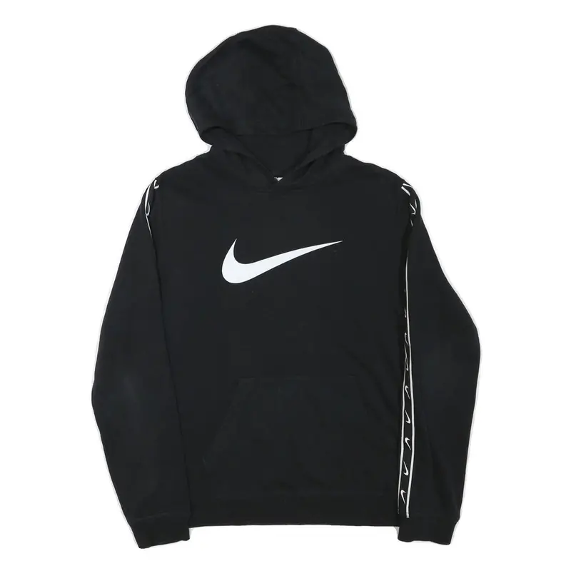 Nike Boys Black Cotton Blend Hoodie Xl Swoosh Logo Pullover Sweatshirt 1