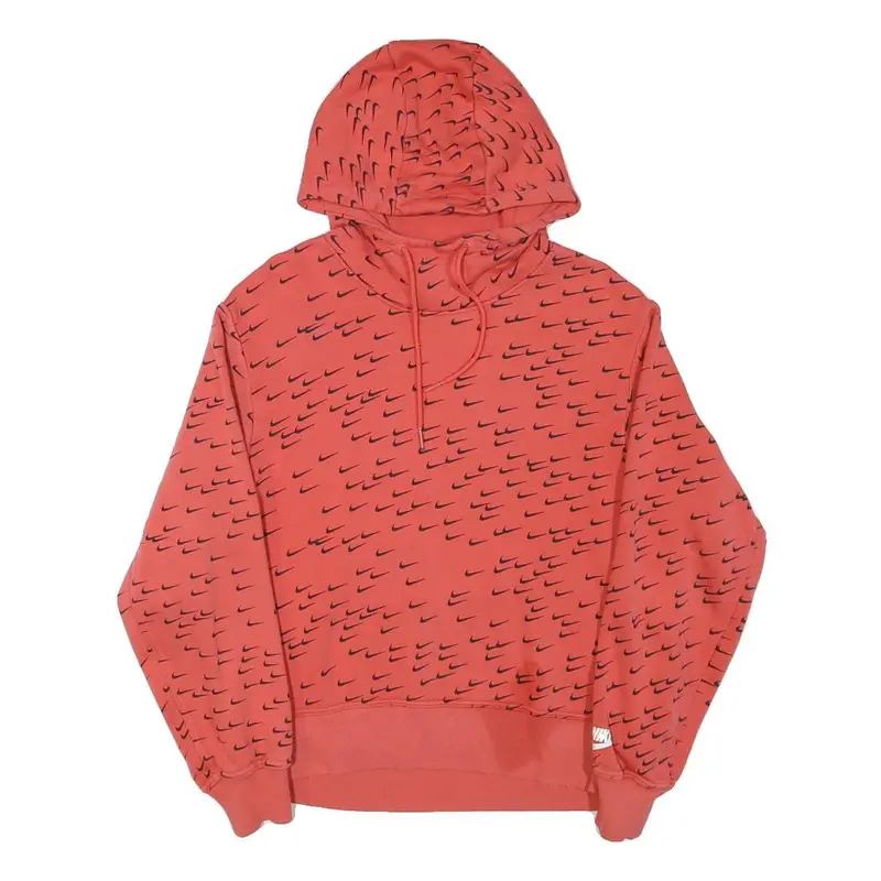 Nike Boys Red & Black All Over Swoosh Print Pullover Hoodie L 1