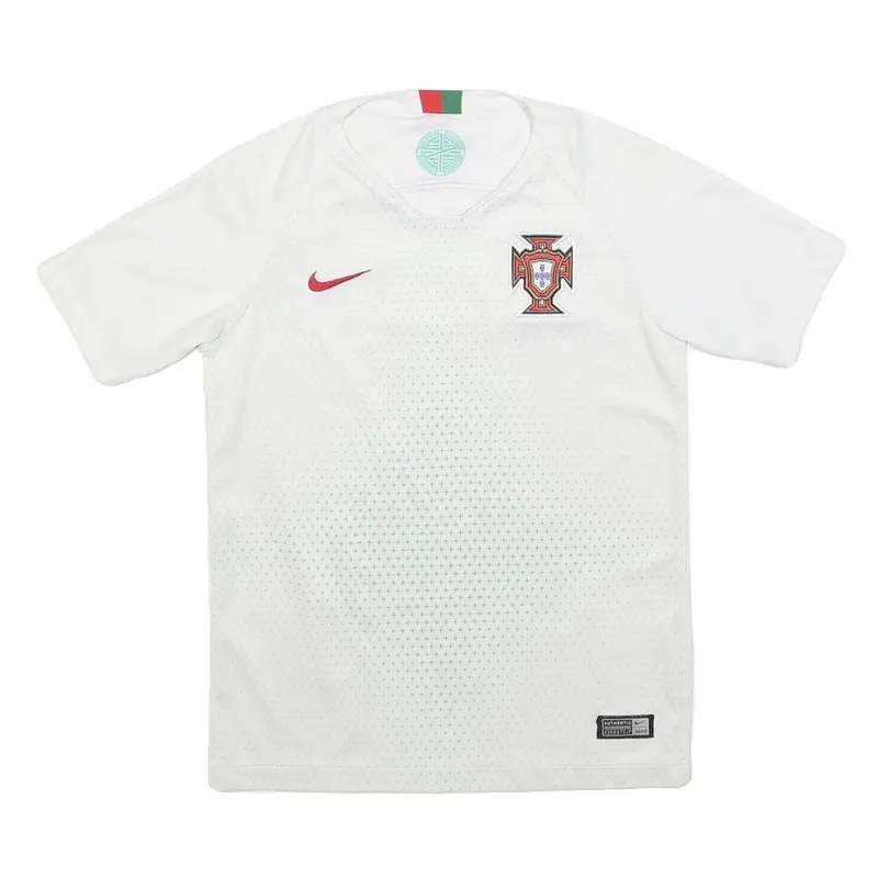 Nike Boys White Football T-Shirt M Short Sleeve V-Neck Portugal Crest 1