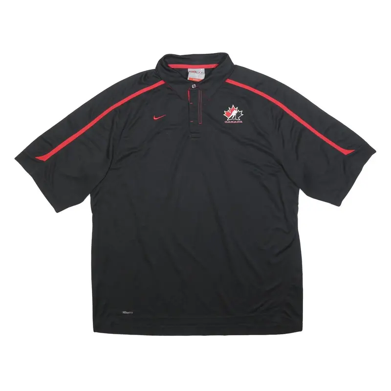 Nike Court Canada Hockey Mens Black & Red Polo T-Shirt Xl Short Sleeve Collared 1