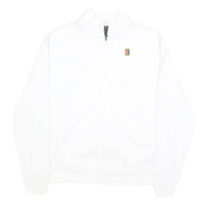 Nike Court Womens White Jacket L Polyester Plain Zip Track Sportswear Casual 1