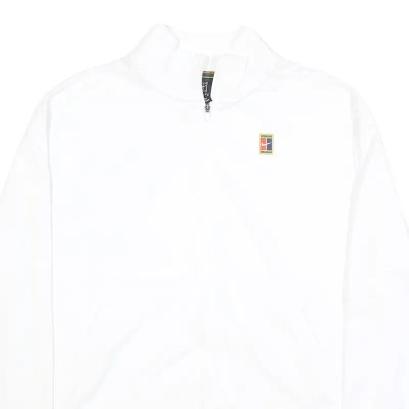 Nike Court Womens White Jacket L Polyester Plain Zip Track Sportswear Casual 2