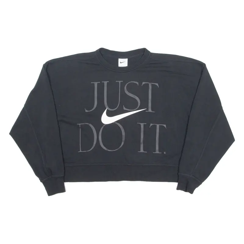 Nike Cropped Womens Sweatshirt Black Crew Neck M 1