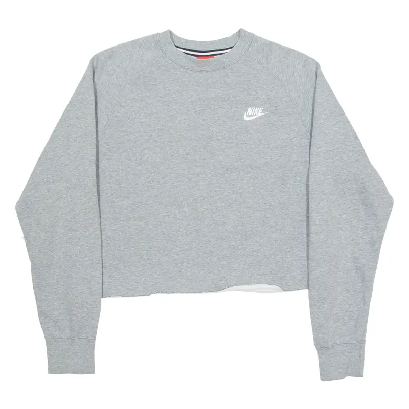 Nike Cropped Womens Sweatshirt Grey Crew Neck M 1