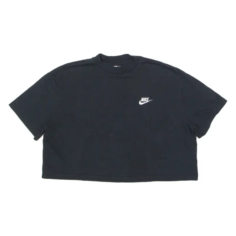 Nike Cropped Womens T-Shirt Black Crew Neck L 1