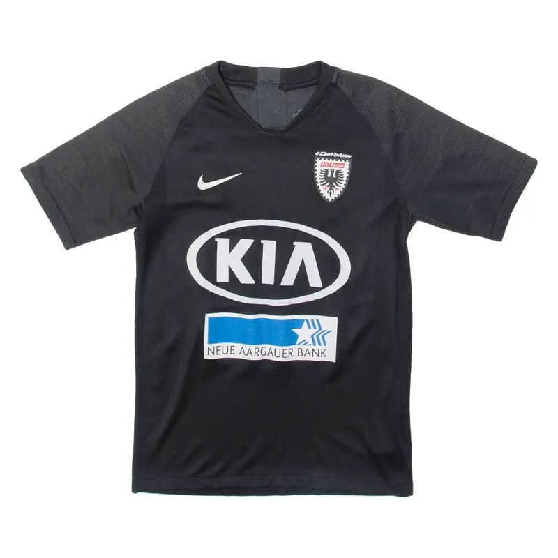 Nike Fc Aarau Boys Football Shirt Jersey Black V-Neck 12-13Y 1