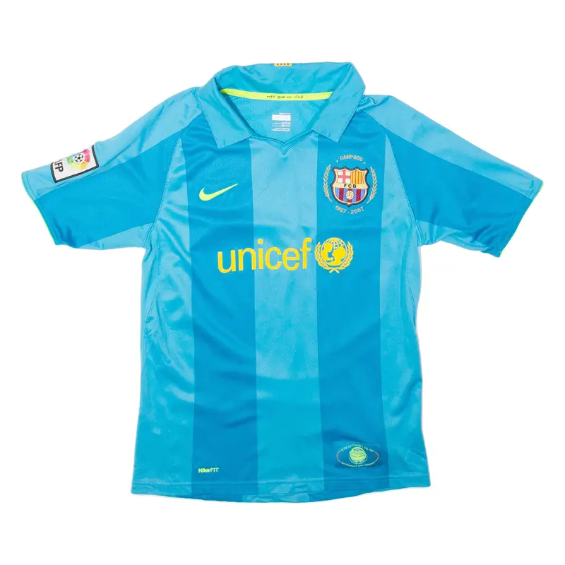 Nike Fc Barcelona Boys Football Shirt Jersey Blue Collared L 1