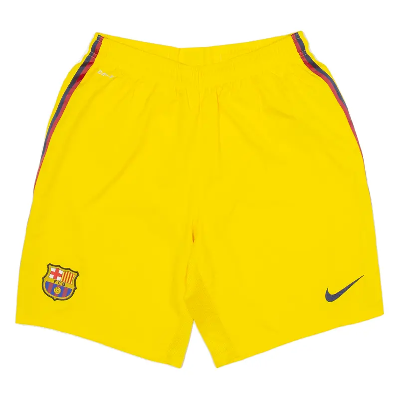 Nike Fc Barcelona Mens Sports Shorts Yellow Loose L W28 1