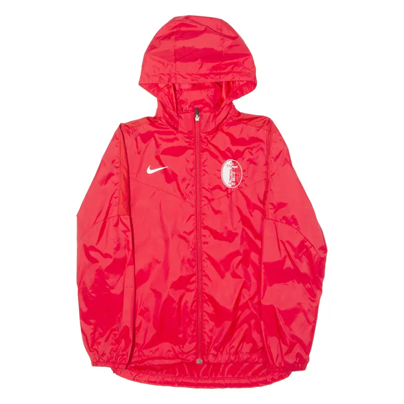 Nike Fc Champel Mens Rain Jacket Red Nylon Hooded Xs 1