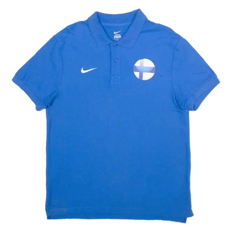 Nike Finland Mens Polo Shirt Blue L 1