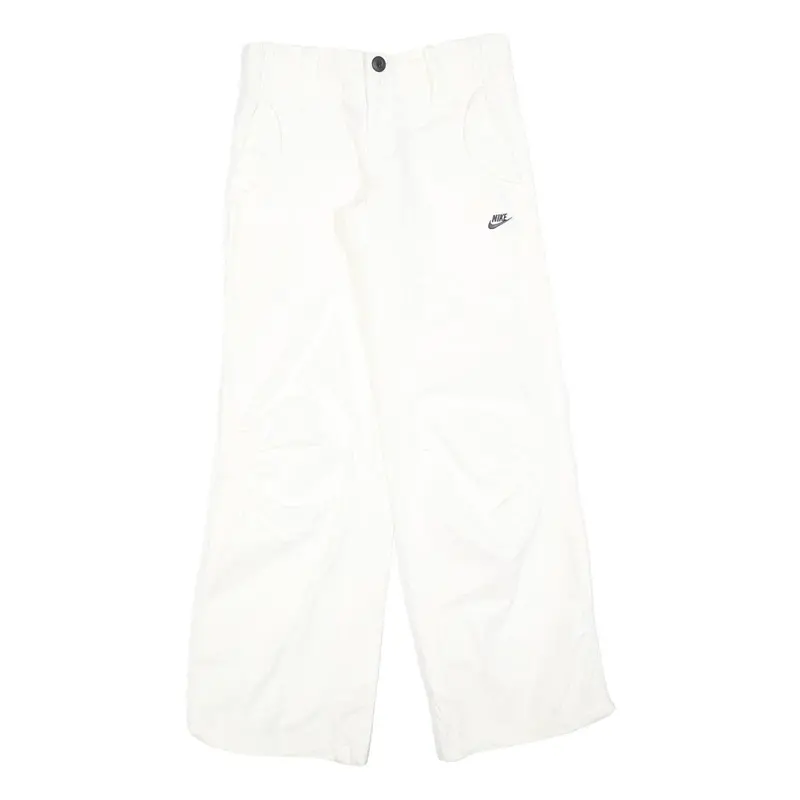 Nike Girls Cotton Blend White Relaxed Wide-Leg Trousers W27 L30 Casual 1