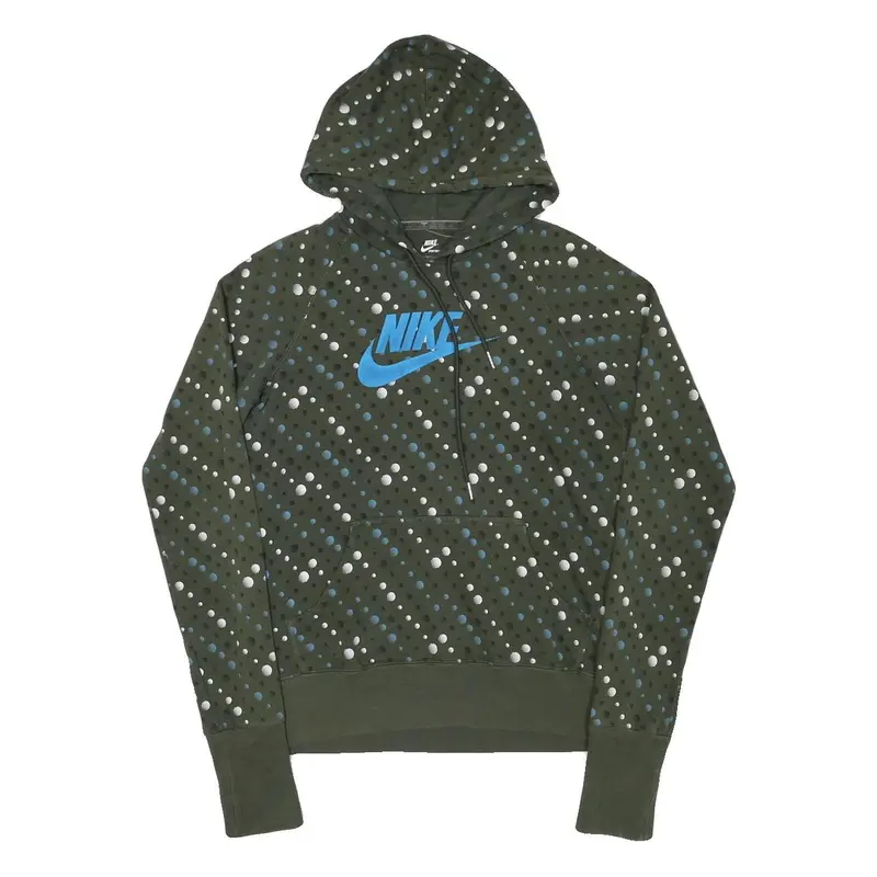 Nike Girls Green & Blue Hoodie L Cotton Blend Printed Pullover Hooded Sweatshirt 1