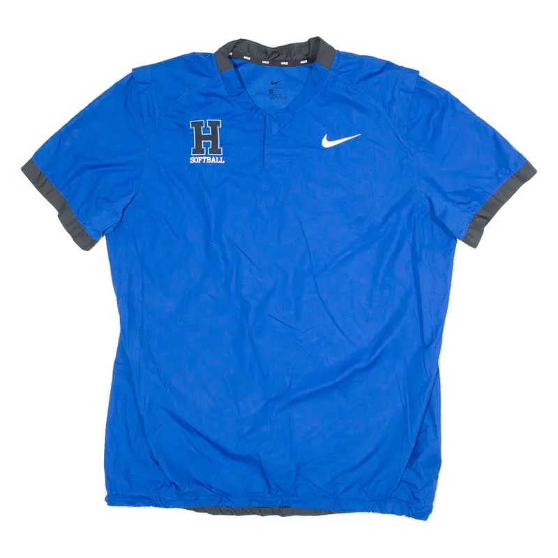Nike H Softball Mens Sweatshirt Blue Button Neck M 1