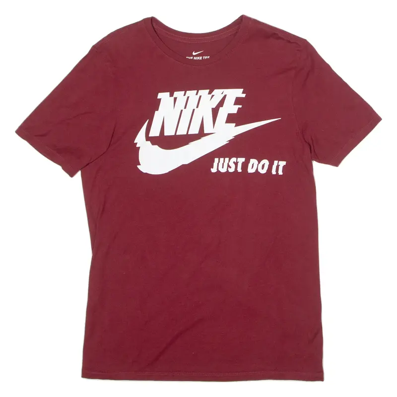 Nike Just Do It. Athletic Cut Mens T-Shirt Red Crew Neck M 1