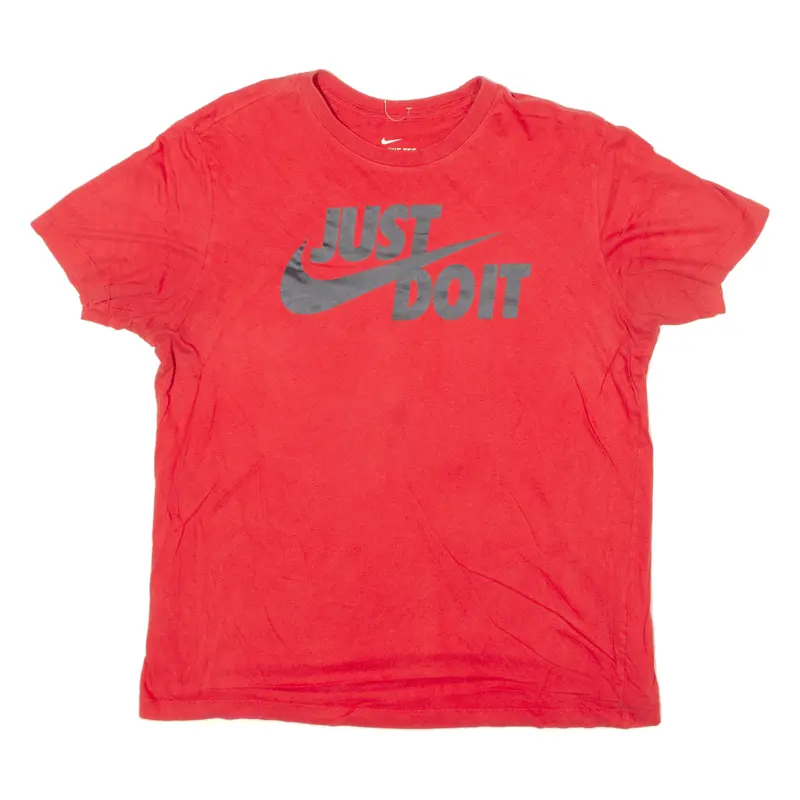 Nike Just Do It. Swoosh Mens T-Shirt Red Crew Neck M 1