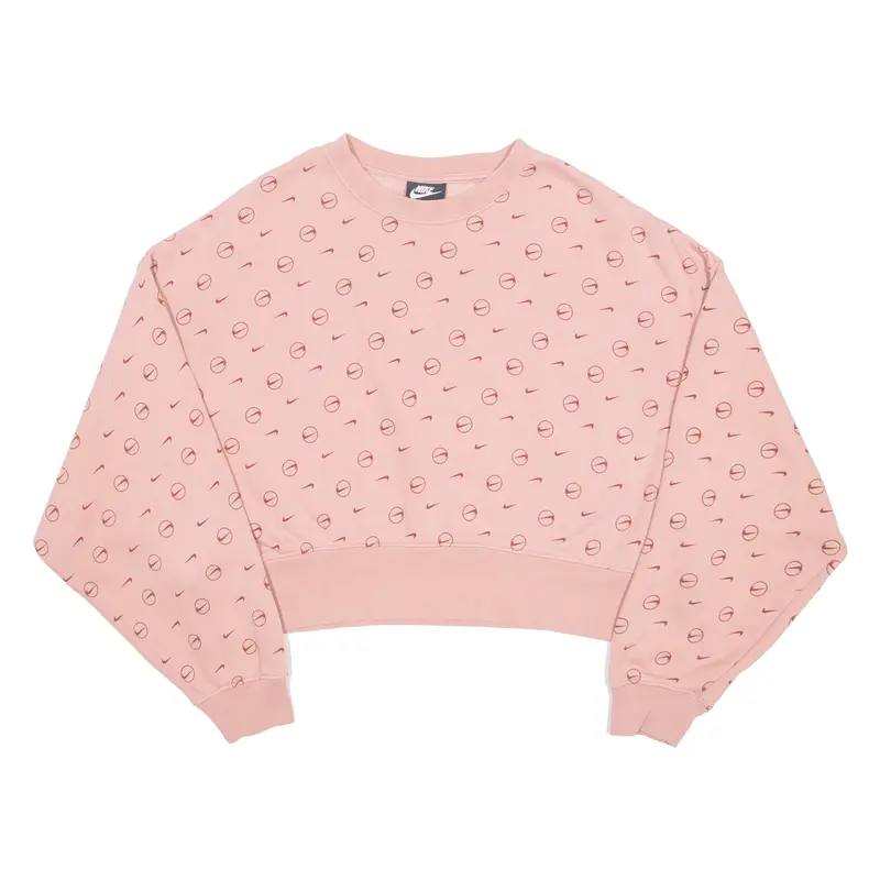 Nike Loose Fit Cropped Womens Sweatshirt Pink Xs 1