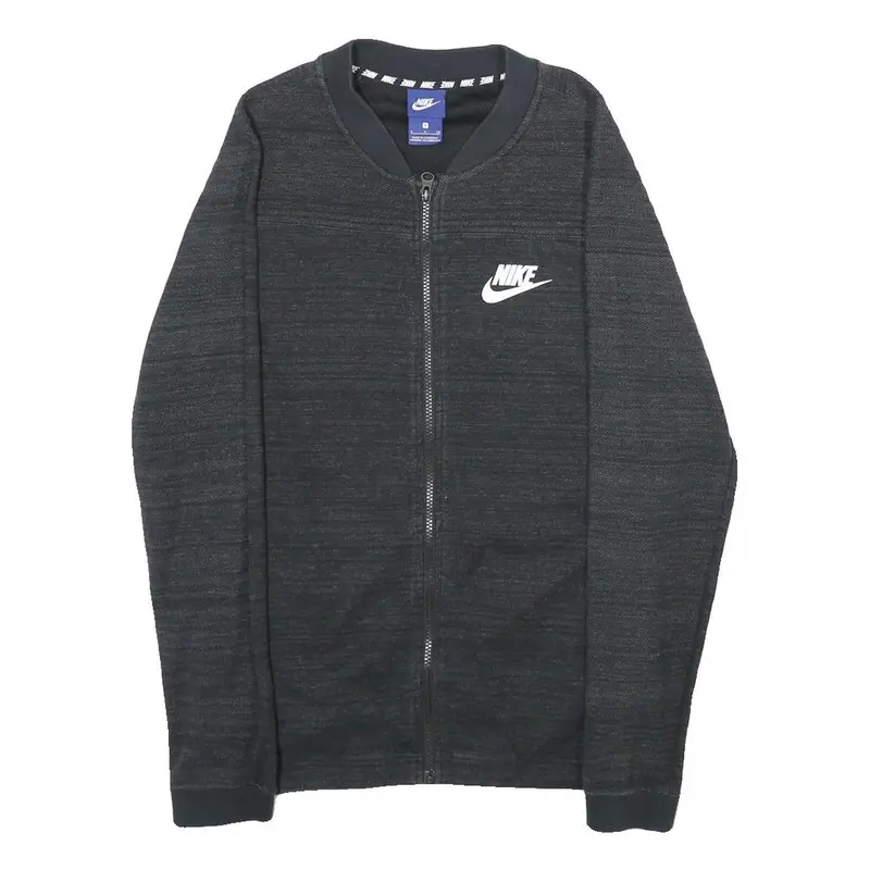 Nike Mens Black Cotton Blend Bomber Jacket S Plain Zip Athletic Casual 1