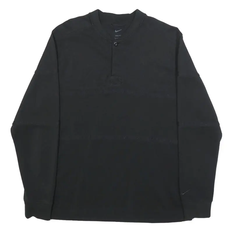 Nike Mens Black Cotton Blend Crew Neck Sweatshirt L Casual Pullover Long Sleeve 1
