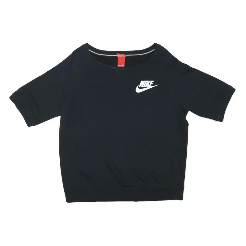 Nike Mens Black Crew Neck L Polyester Blend Short Sleeve Sweatshirt 1