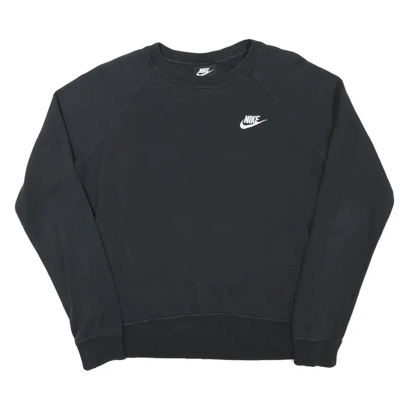 Nike Mens Black Crew Neck S Cotton Blend Pullover Sweatshirt S Logo 1