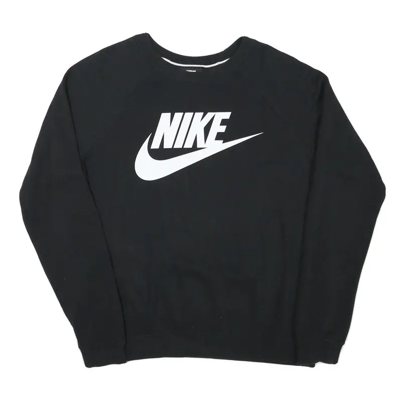 Nike Mens Black Crew Neck S Sweatshirt Cotton Blend Logo Print 1