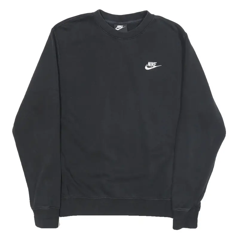 Nike Mens Black Crew Neck Xs Cotton Blend Sweatshirt Embroidered Logo 1