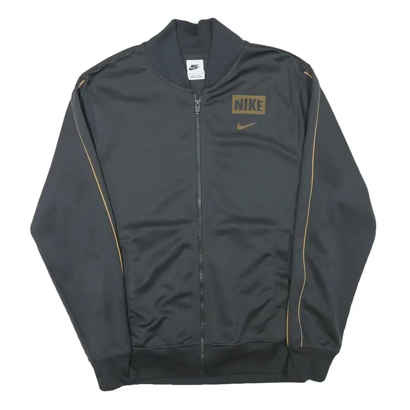 Nike Mens Black & Gold Sports Zip Jacket S Polyester Blend Athletic 1