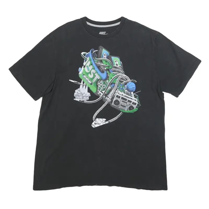 Nike Mens Black Graphic T-Shirt Xl Short Sleeve Crew Neck Casual Wear 1