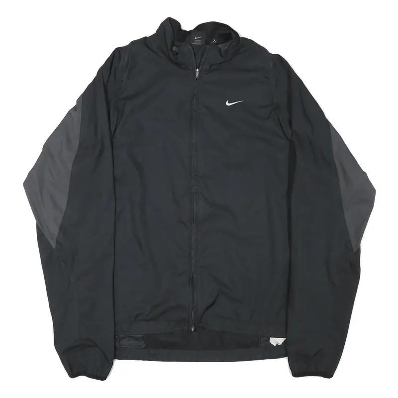 Nike Mens Black & Grey Lightweight Zip Jacket L Polyester Blend Plain 1