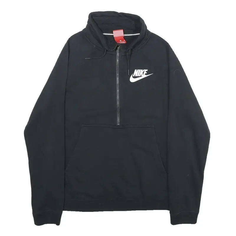 Nike Mens Black Half Zip Sweatshirt S Cotton Blend Sportswear Casual 1