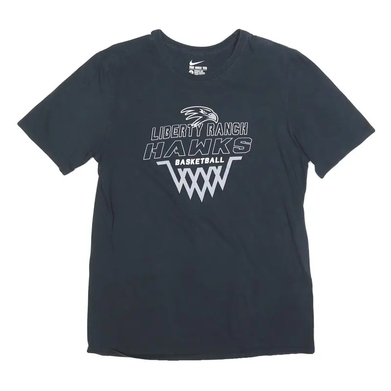 Nike Mens Black Liberty Ranch Hawks Basketball Graphic T-Shirt M Crew Neck Short 1
