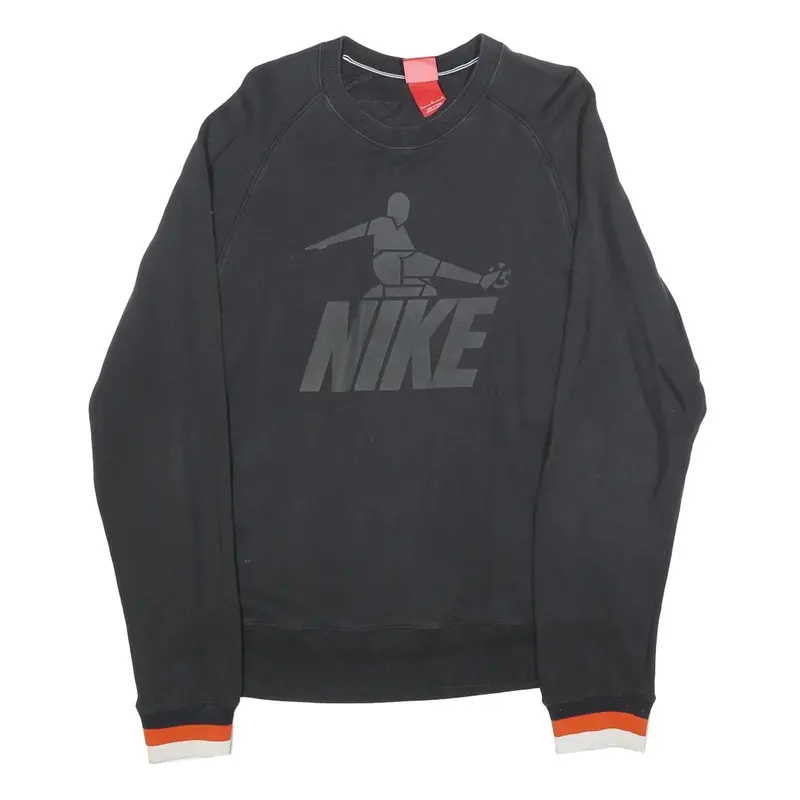 Nike Mens Black Logo Crew Neck L Sweatshirt Cotton Blend Comfortable Casual 1