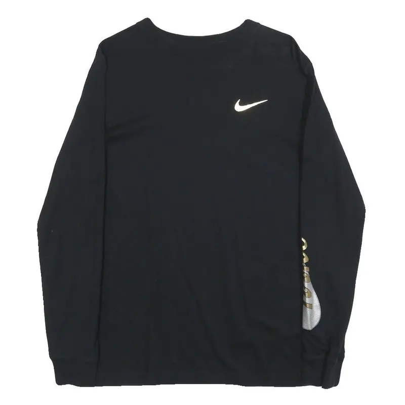 Nike Mens Black Long Sleeve Crew Neck Graphic T-Shirt Xs Cotton Blend 1